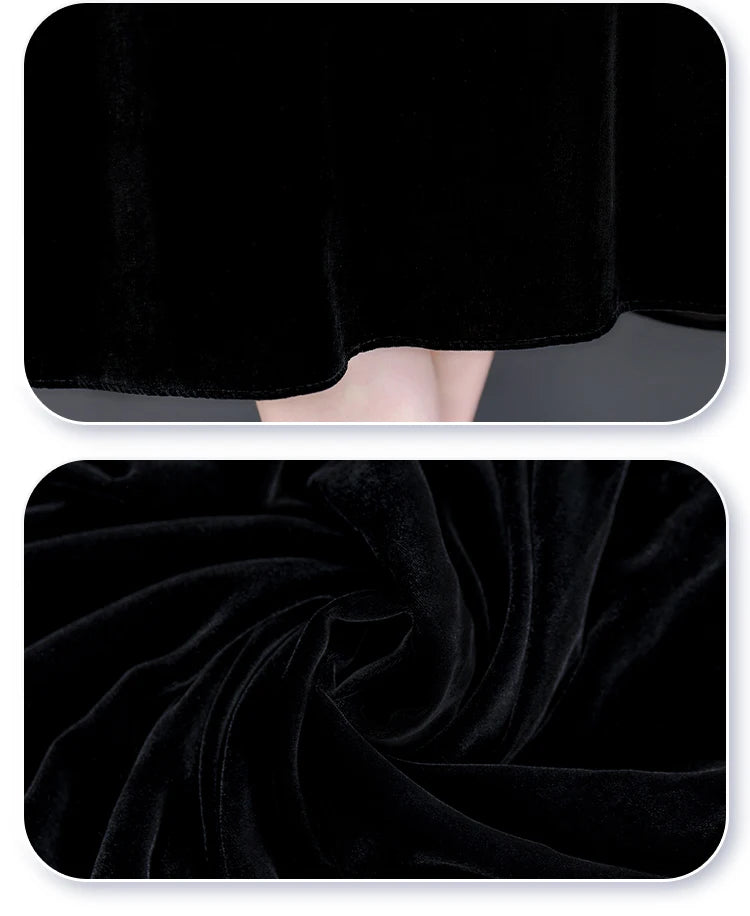 Velvet Chic Hook Flower Hollow Sexy Midi Dress Women Solid