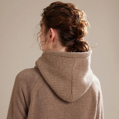 Wool Knitted Balaclava Hat For Women Winter Hooded Drawstring Skullies Cap