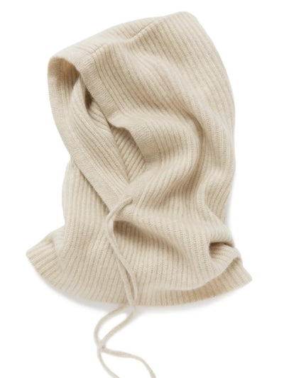 Wool Knitted Balaclava Hat For Women Winter Hooded Drawstring Skullies Cap