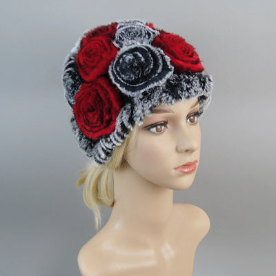 Winter Fur Hat Scarf Sets Natural Warm Real Rex Rabbit Fur