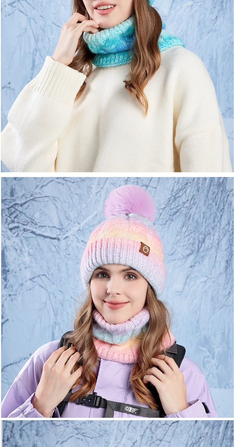 Warm Hat Scarf Two-piece Set Fleece Thickened Gradual