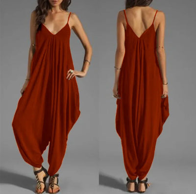 V-Neck Sleeveless Jumpsuits Summer Jumpsuits for Women Full-Length