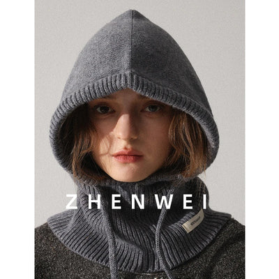 Wool Slouchy Balaclava Winter Hat for Women  Knitted Scarf