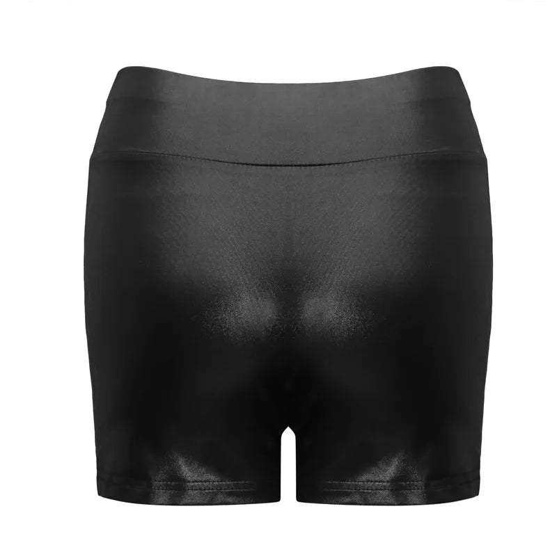 Leather Shorts Women High Waist Stretch Push Up Black Short