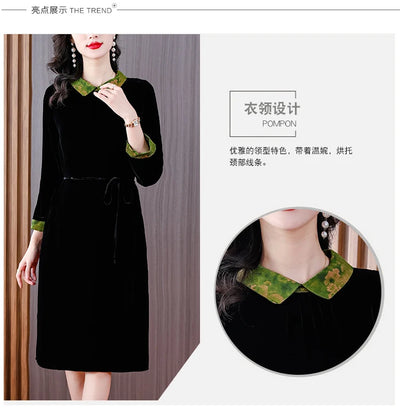 Winter Luxury Velvet Formal Elegant Party Dress Women Korean Vintage