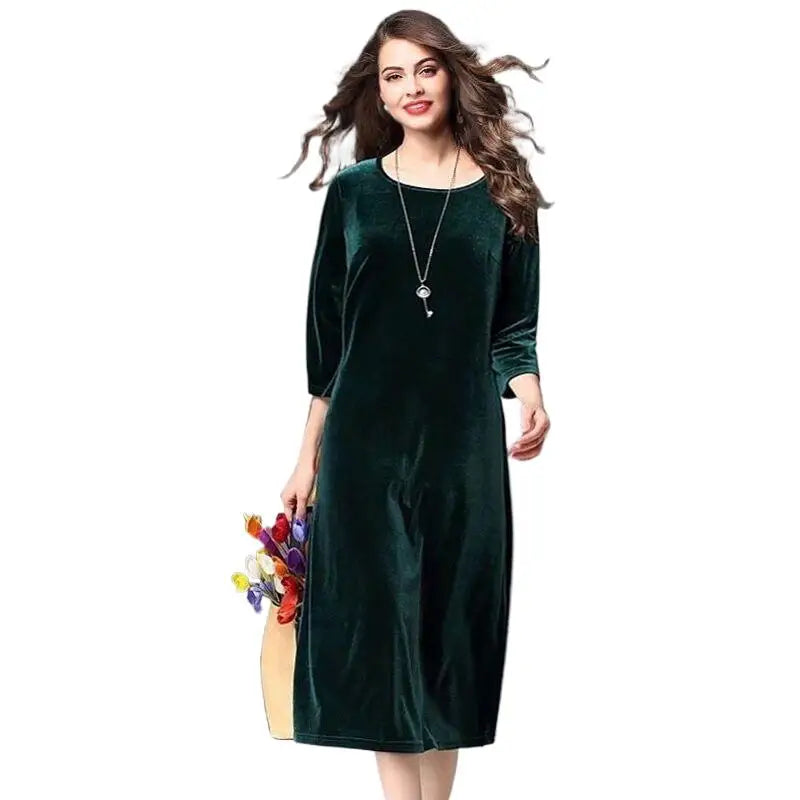 women Spring and Autunm office long maxi velvet dress,2026
