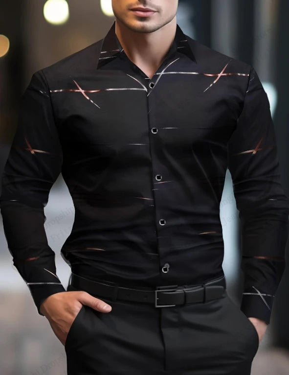 Men's Solid Color Long Sleeve Shirt Breathable 3d Print