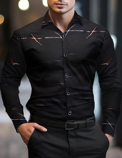 Men's Solid Color Long Sleeve Shirt Breathable 3d Print