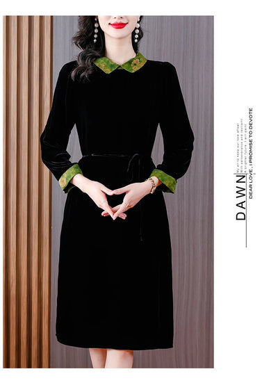 Winter Luxury Velvet Formal Elegant Party Dress Women Korean Vintage