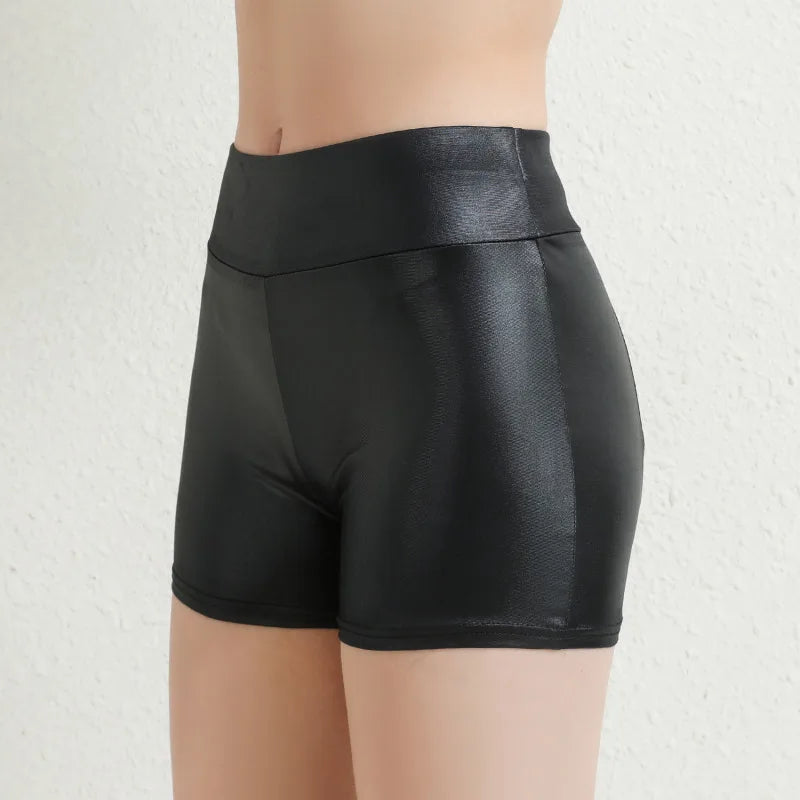 Leather Shorts Women High Waist Stretch Push Up Black Short