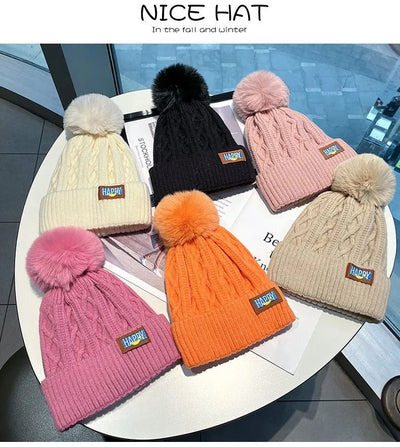 Winter Velvet Wool Hat Thickened Warm Knitted Hat