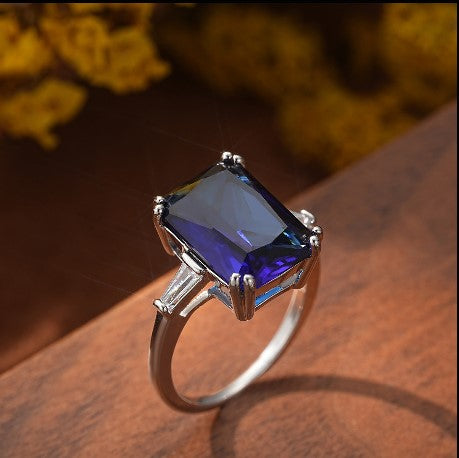 Large Blue Zircon Vintage Women's Ring