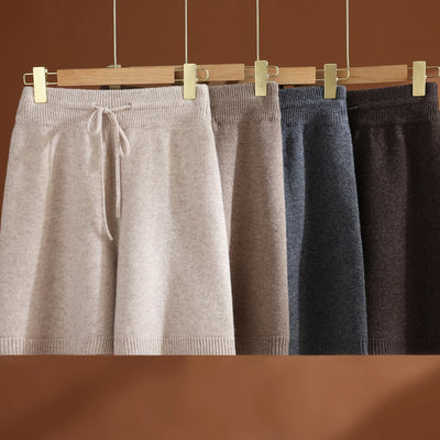 Merino Wool Pants Knitted Cashmere Shorts Trousers Above Knees