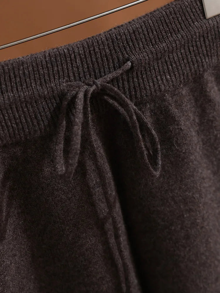 Merino Wool Pants Knitted Cashmere Shorts Trousers Above Knees