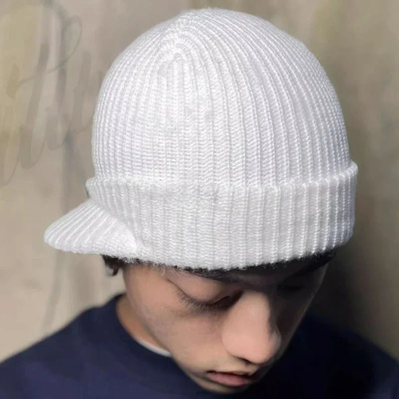 Hats Short-brimmed Woolen Army Peaked Caps Knitted Warm Hat