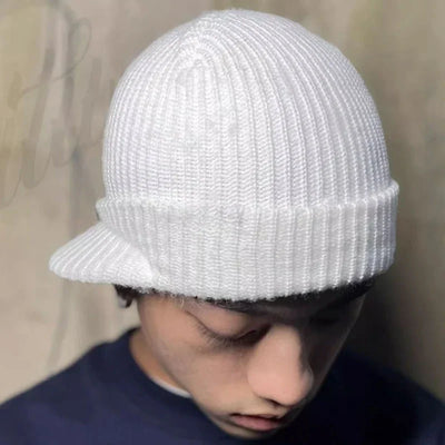 Hats Short-brimmed Woolen Army Peaked Caps Knitted Warm Hat