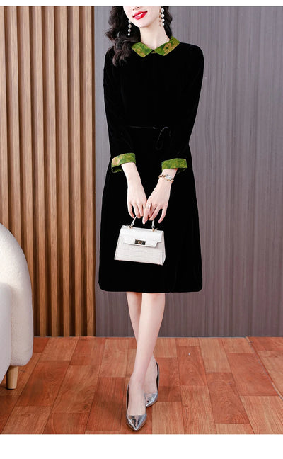 Winter Luxury Velvet Formal Elegant Party Dress Women Korean Vintage