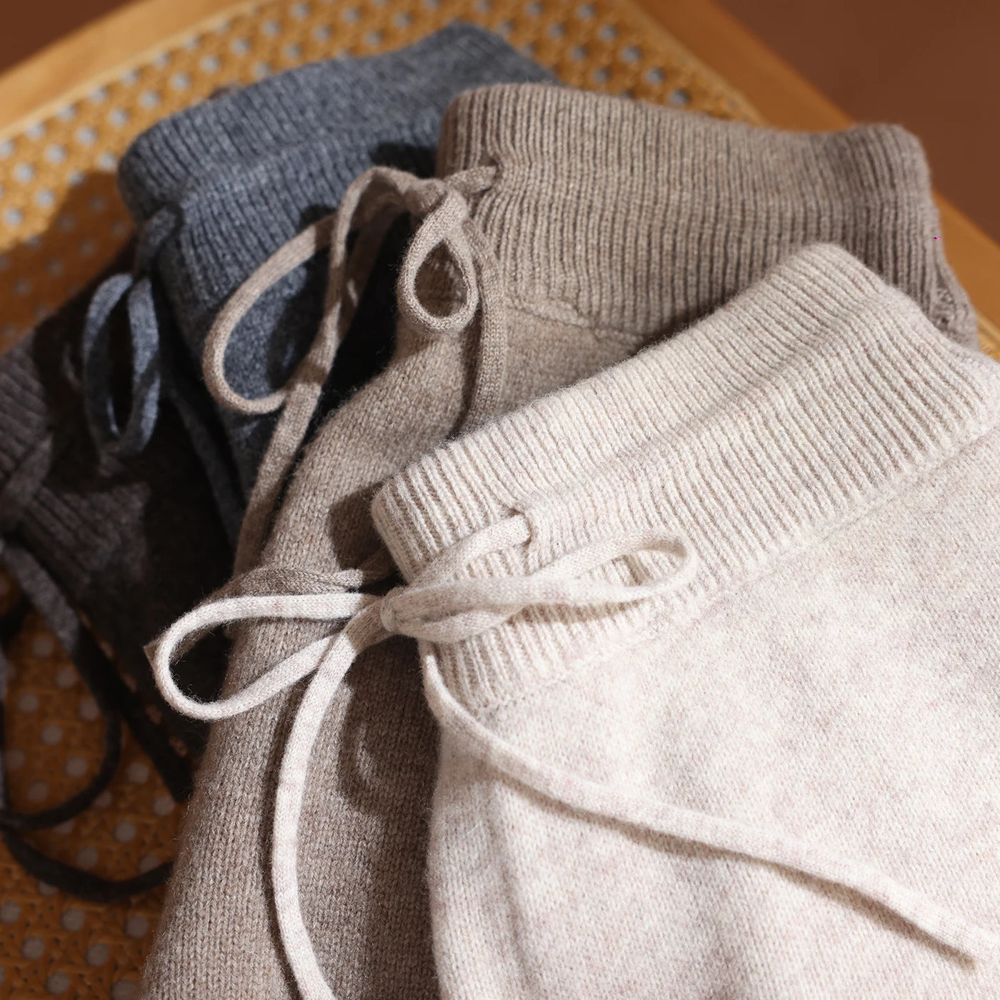 Merino Wool Pants Knitted Cashmere Shorts Trousers Above Knees