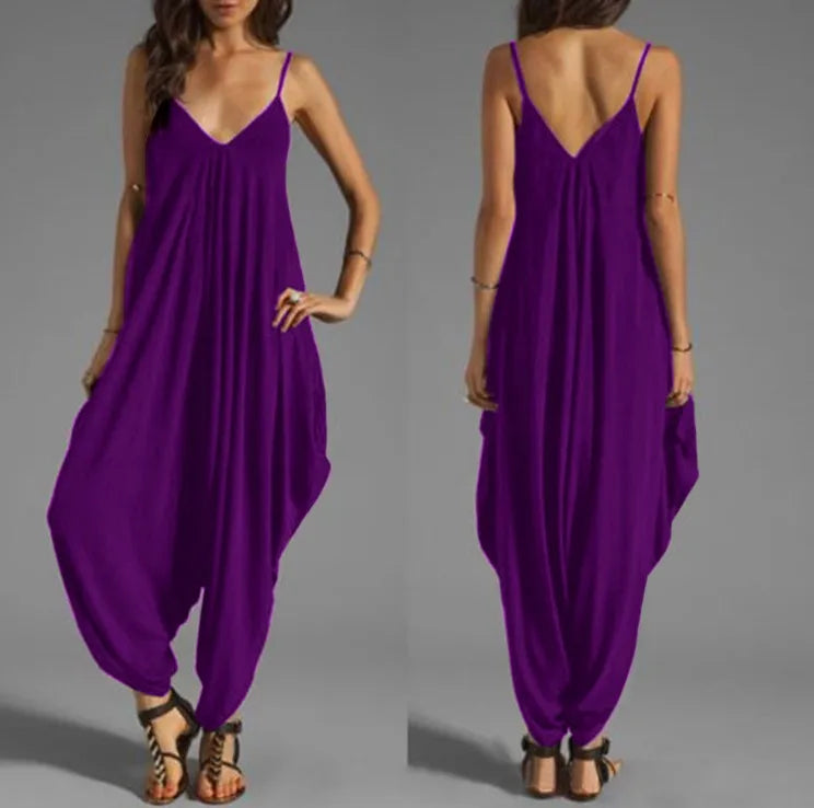 V-Neck Sleeveless Jumpsuits Summer Jumpsuits for Women Full-Length