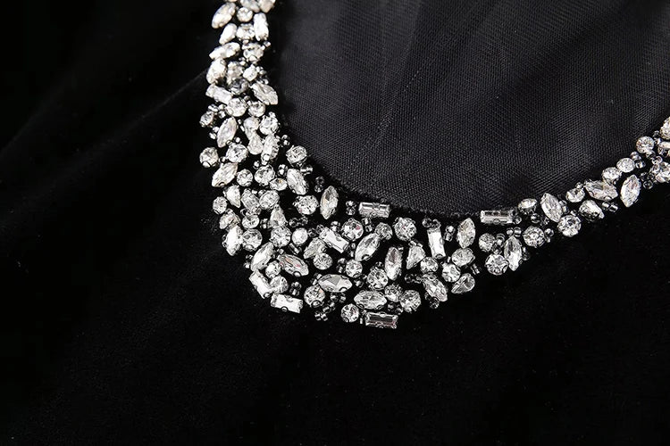 MARYYIMEI Fashion design Women's Dress Lace Splicing Long-Sleeved Beading Pretty Slim-Fit Hip Wrap Elegant Velvet Dresses