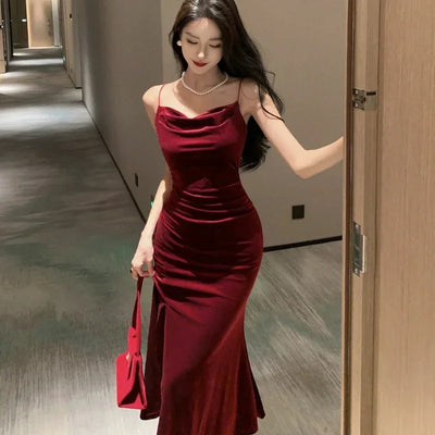 Vintage Sexy Club Prom Red Dresses for Women