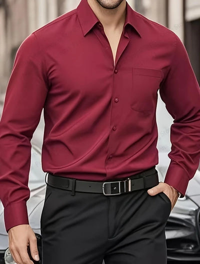 Men's Solid Color Long Sleeve Shirt Breathable 3d Print
