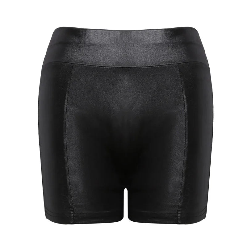 Leather Shorts Women High Waist Stretch Push Up Black Short