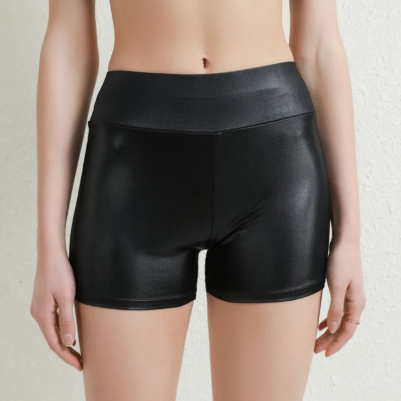 Leather Shorts Women High Waist Stretch Push Up Black Short
