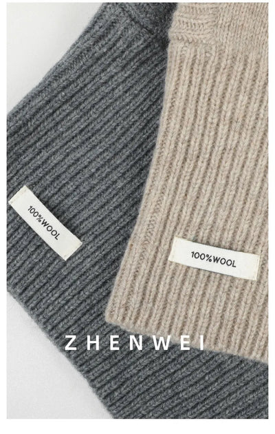 Wool Slouchy Balaclava Winter Hat for Women  Knitted Scarf