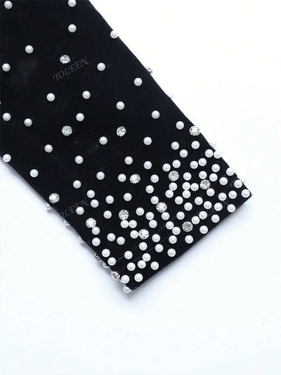 Elegant Velvet Dress With Bow Tie Backless Design 2024 New Luxury Diamond