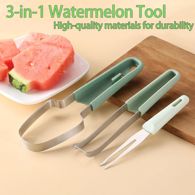 Watermelon Fork Slicer Cutter, Stainless Steel Fruit 3-in-1