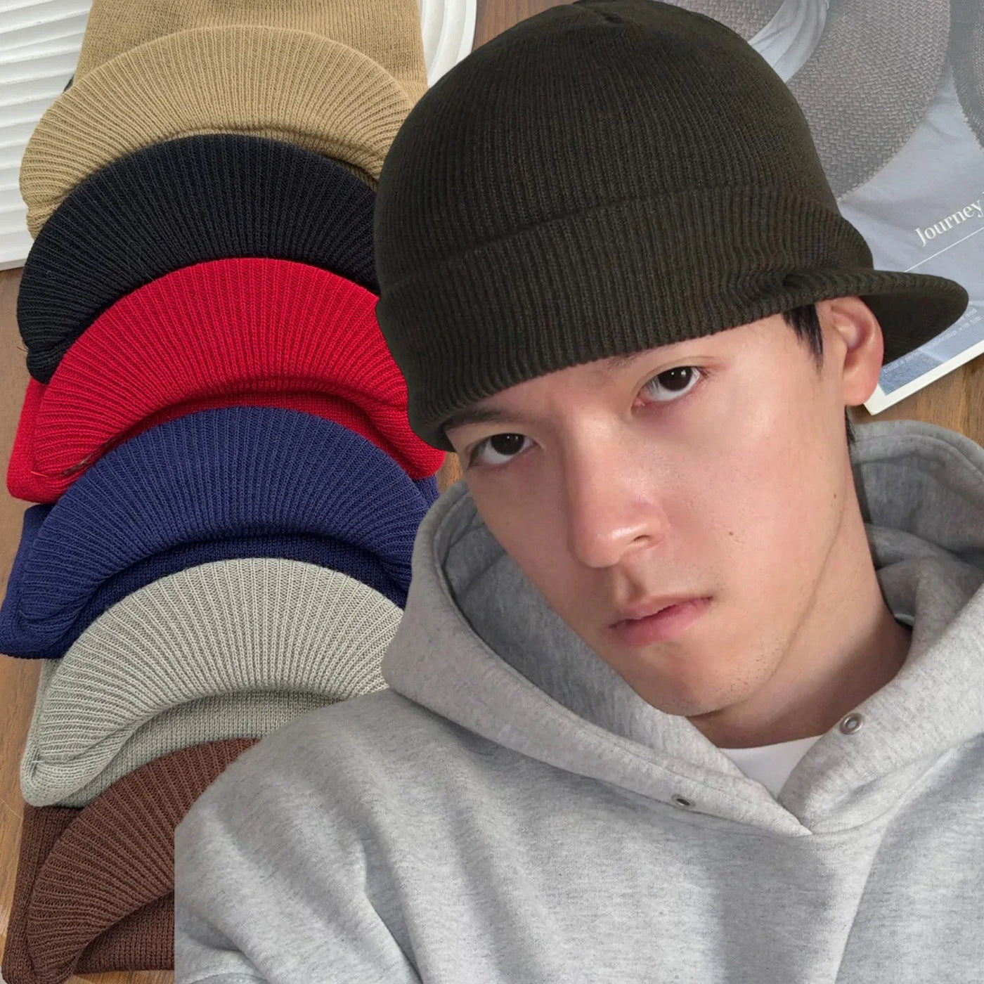 Hats Short-brimmed Woolen Army Peaked Caps Knitted Warm Hat