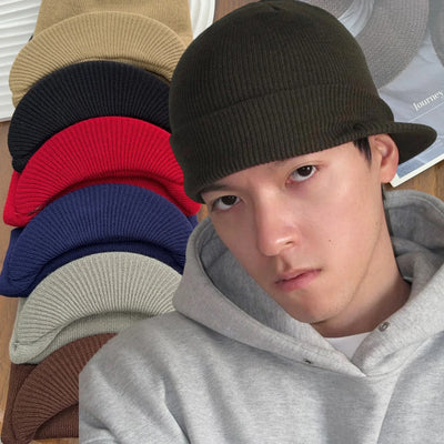 Hats Short-brimmed Woolen Army Peaked Caps Knitted Warm Hat