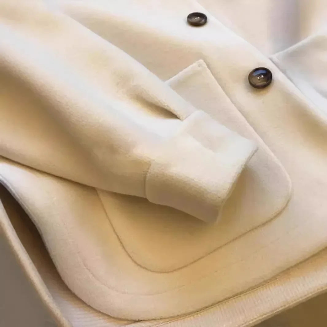 Woolen Coat Vintage Loose Fit Hat Design Thick Korean Style