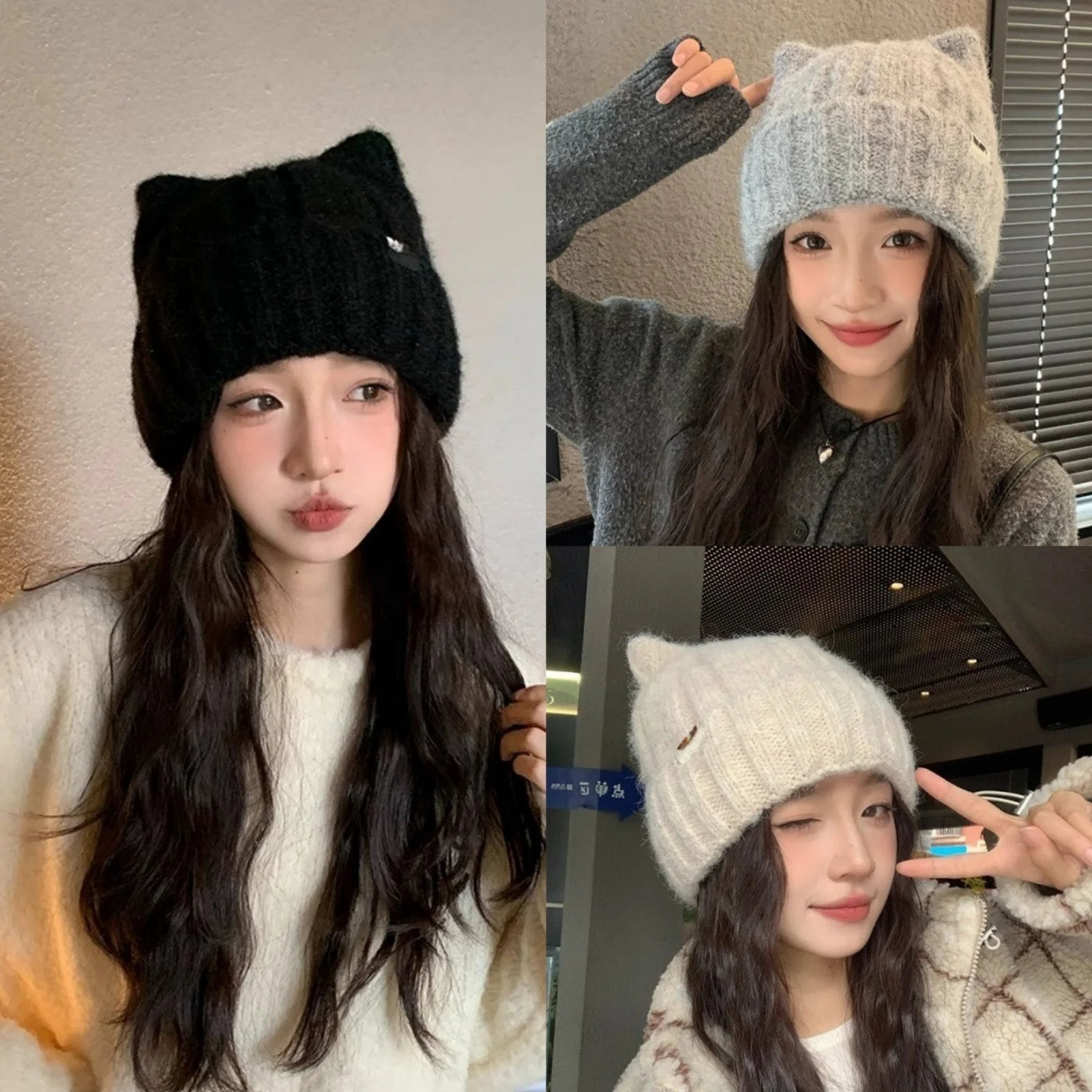 Cute Winter Warm Wool Hats For Women, Korean Style Fashion Headwear