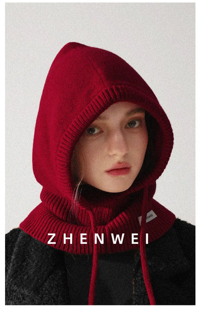 Wool Slouchy Balaclava Winter Hat for Women  Knitted Scarf