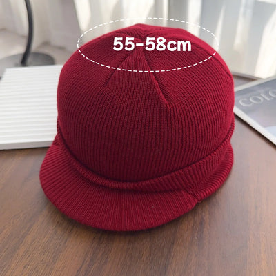 Hats Short-brimmed Woolen Army Peaked Caps Knitted Warm Hat