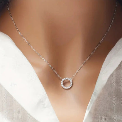 Womens Fully Diamond-studded Round Necklace Jewelry