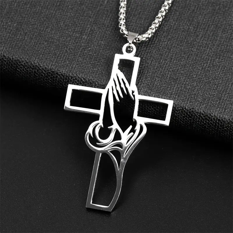 Mens Stainless Steel Pendant Cross Necklace