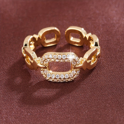 Women's Elegant Adjustable Open Ring, Creative Design, Shiny Personalized Wedding Jewelry, Daily & Party Accessory