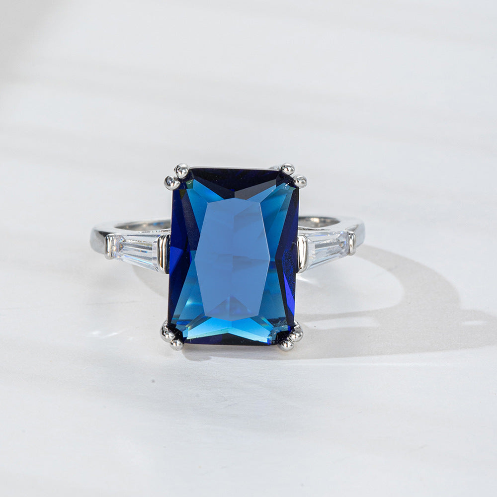 Large Blue Zircon Vintage Women's Ring
