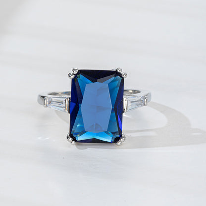 Large Blue Zircon Vintage Women's Ring